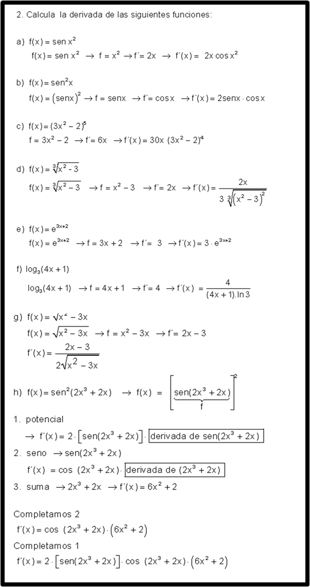 , Ejercicios de cálculo de derivadas (Resueltos con respuestas), Estudianteo